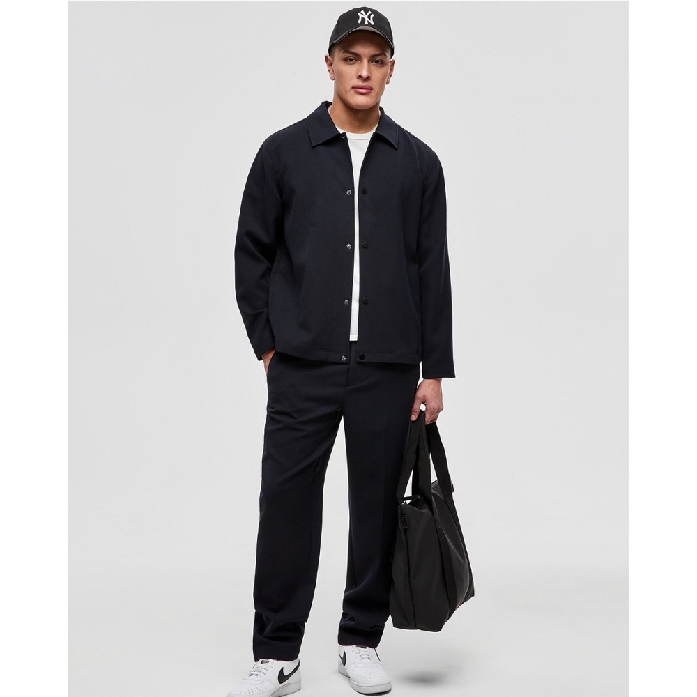 Mode of One Mens Navy Blue Linen Cotton Snap Front Coach Jacket XL